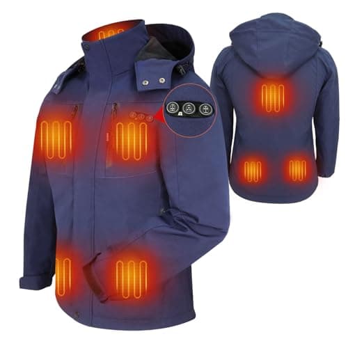 Image of ARRIS Women's Heated Jacket, Electric Heating Warm Coat Waterproof 7.4V Battery Powered for Outdoor Camping Hiking Golf Blue S