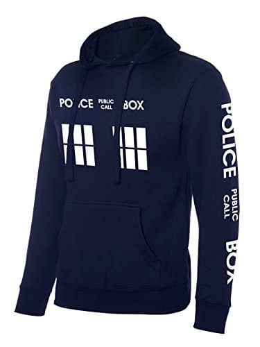 Image of Funny Printed Hoodie Public Phone Call box Dr box Hoodie Navy Blue