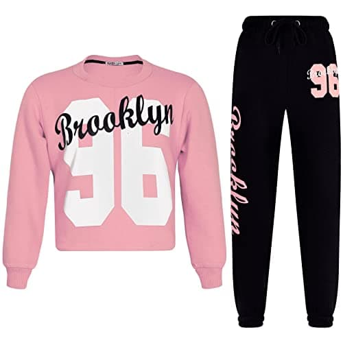 Image of A2Z 4 Kids Girls Sweat Suit Tracksuit Crop Top Sweatshirt Sweat Pants 2 Piece Lounge Suit Set for Children Top Bottom Loungewear Gifts for Children Unisex Age 5-13 Years Baby Pink