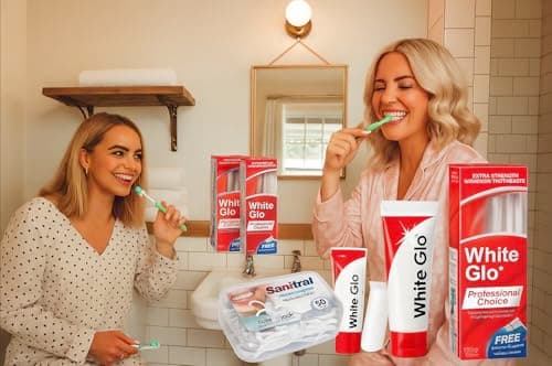 Image of White Glo Extra Strength Whitening Toothpaste Professional Choice 100ml - 2 Packs with Sanitral 50 Pcs Dental Floss Stick Included as a Gift
