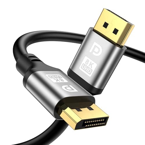 Image of jojobnj DisplayPort Cable 2M, DP Cable 2.1, 32.4Gbps High-Speed, DP to DP Support 16K@60Hz, 8K@60Hz, 4K@144Hz, HBR3 32.4Gbps, HDR, G-Sync & FreeSync Display Lead for Laptop Gaming Monitor PC TV