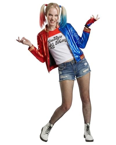 Image of Funidelia Official Harley Quinn Costume Kit - Suicide Squad for Women, Includes T-Shirt and Jacket, DC Comics - Outfit for Adults for Carnival and Halloween - Size M Blue