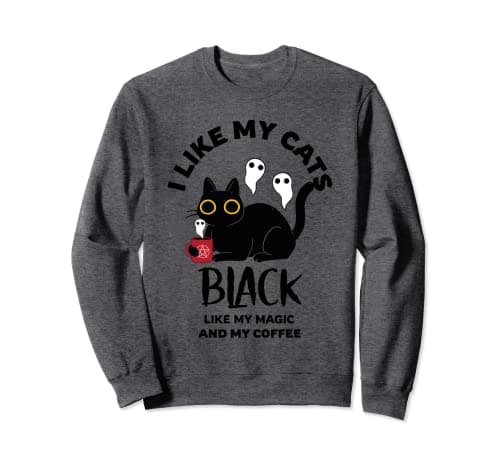 Image of Halloween Kawaii I Like My Cats Black Like My Magic Coffee Sweatshirt