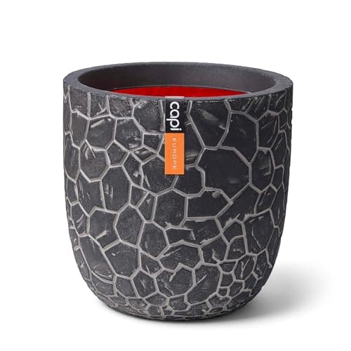 Image of CAPI EUROPE - Planter ball Clay NL - 43x41 - Anthracite - Opening Ø35 - Pot for indoor and outdoor use - Shatterproof - 100% recyclable - KATC933