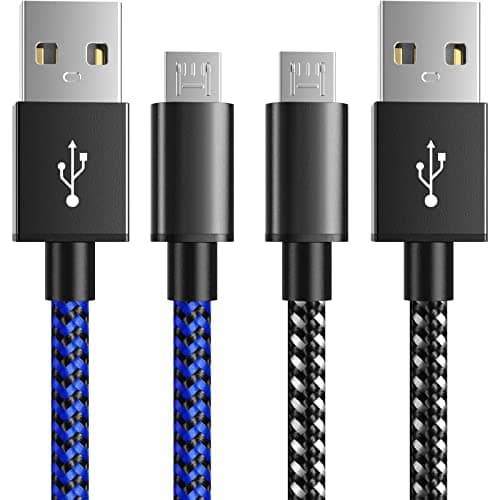 Image of PS4 3M Nylon Braided Long Micro USB Charging Cable Sync Charger Lead, 2 Pack - Compatible for Sony Playstation 4, PS4 Slim/Pro, Xbox One/One S/X Controller