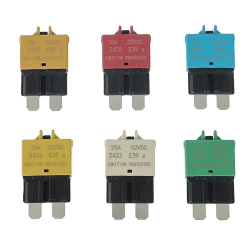 Image of HUAREW 12V DC Manual Reset Fuse Circuit Breaker Low Profile ATC 5A 10A 15A 20A 25A 30A (Mix 6 Pieces)