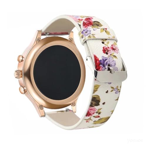 Image of YOOSIDE 18mm Watch Strap for Fossil Women's Gen 6 / Women's Gen 5E, Quick Release Floral Print PU Leather Wrist Band Compatible with Fossil Q Venture Gen 3/Gen 4/HR Gen 4 (Pink Flower)