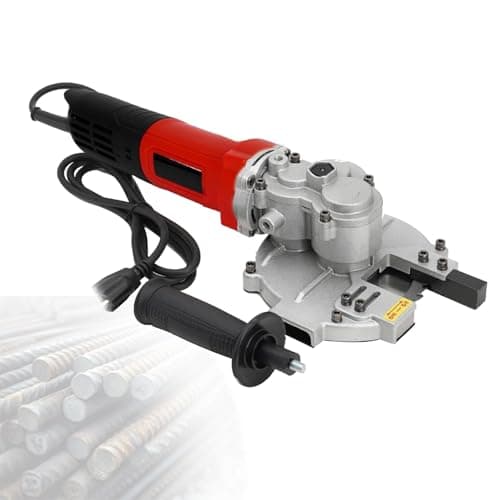 Image of DzkZen Cordless Rebar Cutter 6-40mm Capacity, Portable Handheld Steel Bar Cutting Saw for Construction Reinforcement, Includes Toolbox Red