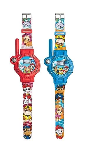 Image of LEXIBOOK, Paw Patrol, Walkie-Talkies Watches, 2 Pieces, Range up to 200m/600 feet, Flashlight, Compass, Rechargeable, Blue/red, DMWTW1PA