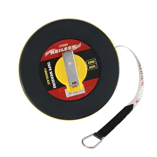 Image of Neilsen CT3223-20m / 66ft Dual Scale Tape Measure with ABS Case | Fibreglass Tape | Rewind Handle | Ideal for Construction and Home Use