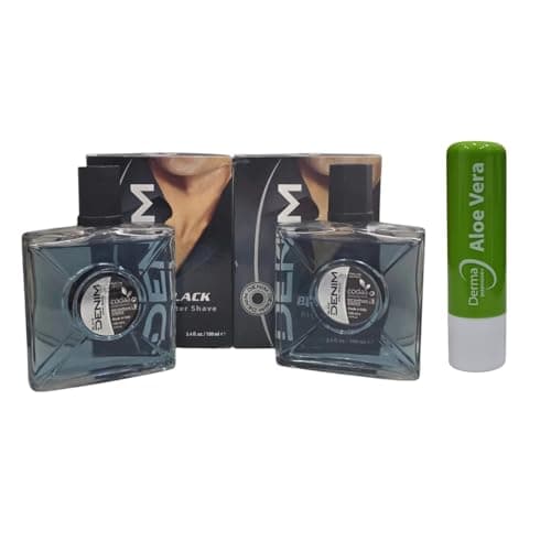 Image of DENIM Black After Shave Twin Pack 100ML Scent For a Refreshing Feel Packing May Vary With Free ALoe Vera Lip Balm