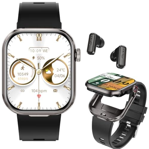 Image of UYRGT 2 in 1 Smart Watch with Earbuds for Men Women,2.02'' Full Touch Screen, Answer/Make BT Calls & Music,Waterproof,Multi-Mode Fitness & Health Tracking,Sport Modes,For Android IOS,Long Standby Time