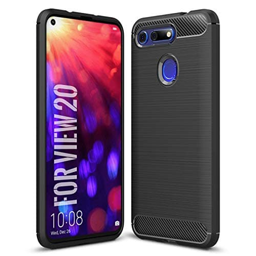 Image of SCL Case for HONOR View 20 Case HONOR View20 Phone Case [Black], Carbon Fibre Effect Gel Grip Protection Cover [Anti Scratch][Anti Collision] Case Compatible with HONOR View 20