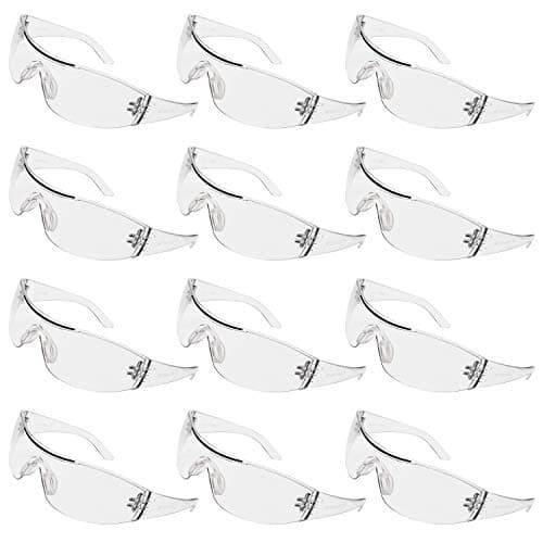 Image of Kurtzy 12 Pack of Wrap Around Safety Glasses with Clear Lenses and Rubber Nose Grips for a Safe, Secure Fit - Personal Protective Equipment with Scratch Resistant Eyewear Lenses - PPE Safety Goggles