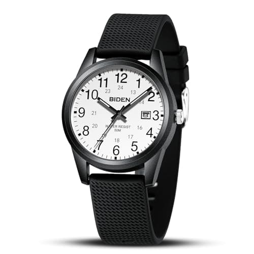 Image of LN LENQIN Mens Watches Analog Quartz 30M Waterproof Fashion Business Casual Men's Wrist Watches with Date Luminous Silicone Band