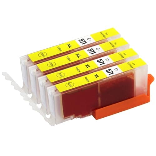 Image of Go Inks 4 Yellow Ink Cartridges to replace Canon CLI-571Y Compatible/non-OEM for PIXMA Printers, High Capacity
