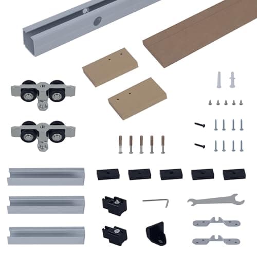 Image of HOMCOM 6.5FT/2000mm Modern Sliding Barn Door Closet Hardware Track Kit Aluminium Track System Unit for Single Wooden Door
