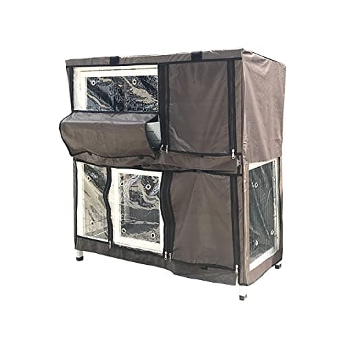 Image of BUNNY BUSINESS 41" 2-Tier Double Decker Rabbit/Guinea Pig Hutch Hutches with Sliding Trays & Ramp HUTCH AND COVER PACKAGE (GREY + COVER)