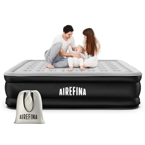 Image of Airefina Inflatable Air Mattress, King Size Airbed with Built-in Pump, Double Blow Up Mattress in 3 Mins Fast Inflation, Upgraded Flocked Surface Comfort Air Bed for Home&Camping Use -203x152x46cm
