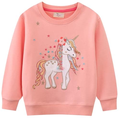Image of TEDD Girls Sweatshirt for Kids Unicorn Cotton Top Casual Jumper Girl T Shirt Toddler Clothes Long Sleeve Pullover Age 9-10 Years