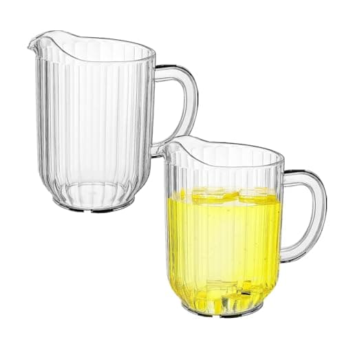 Image of WELKOR 32 Oz Plastic Beer Pitcher Set,Commercial Grade Anti-Drip Restaurant Water Pitcher with Handle,Frost-Resistant Design,Ideal for margarita, Sangria, Lemonade Iced Tea (2 Pack, 32oz(900ml))