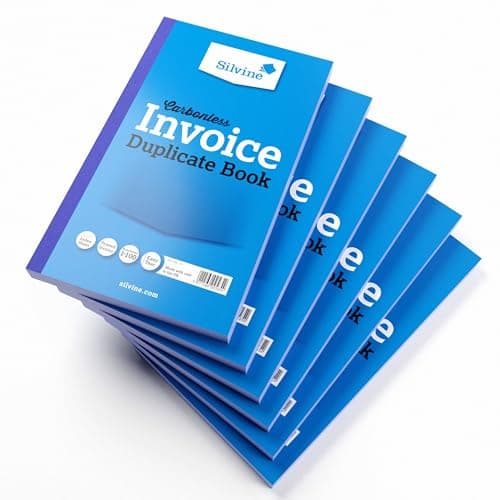 Image of Silvine Carbonless Duplicate Invoice Book - Numbered 1-100 with index sheet (211.5 x 125.5mm) [Pack of 6]