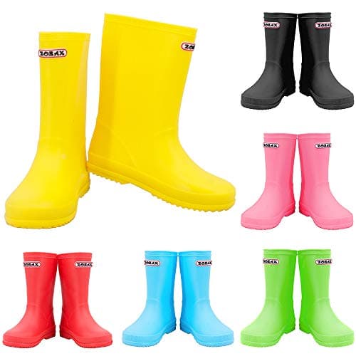 Image of Zorax - UK1 Adult - EU32 - Yellow Girls Boys Waterproof Non-Slip Kids Motorbike Rain Boots Rain Shoes Wellies Unisex Children Wellington Boots