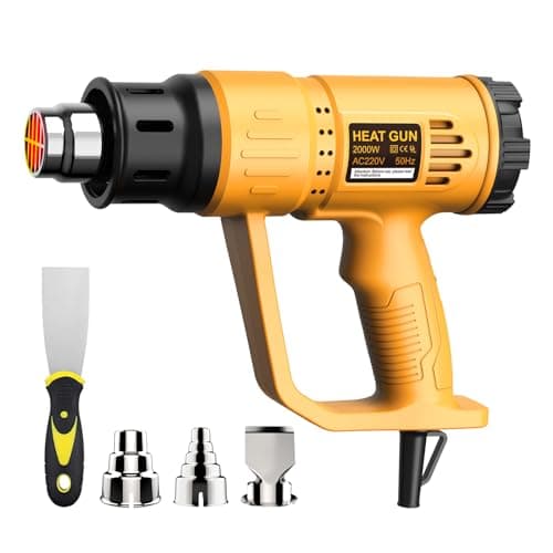 Image of Heat Gun, TAKGIKO 2000W Heavy Duty Hot Air Gun Kit 400℃ & 600℃ Dual Temperature Settings with 4 Attachments Overload Protection for Crafts, Shrink Wrapping/Tubing, Paint Removing