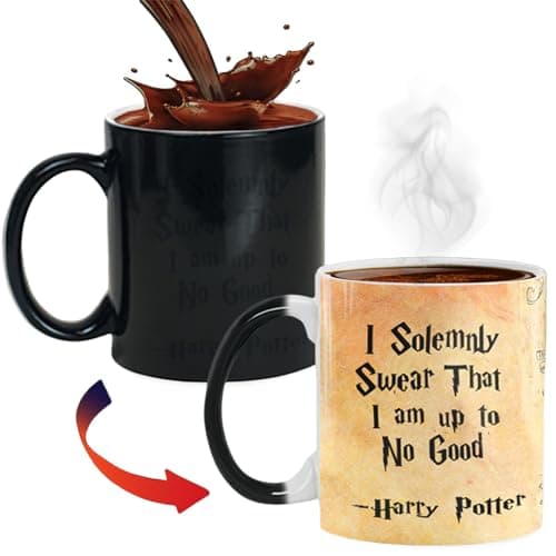 Image of ZONSUSE Marauder's Map Colour Changing Mug, Magic Spells Heat Changing Mug,Heat Sensitive Magic Coffee Cup, Sorcerer Themed Coffee Mug, Unique Gift for Men Women Friends Witchcraft Fans 330ml (Map)
