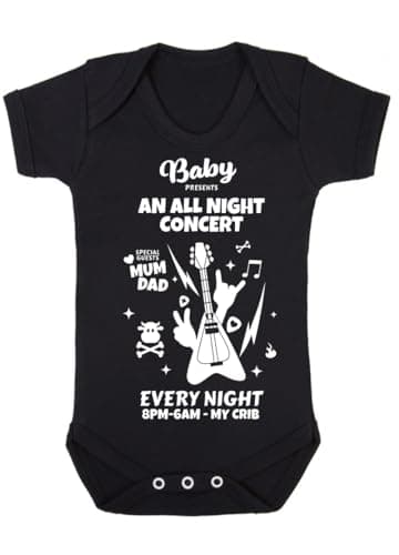 Image of Baby Moo's ROCK CONCERT Baby Grow for Boys or Girls | Rock n Roll Metal Vest Bodysuit - Music New Baby Gifts (3-6 months)