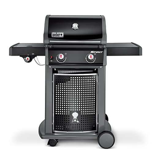 Image of Weber Spirit E-220 Classic Gas Grill, 2 Burners + Side Burner, 52 x 45cm Grill Area, Warming Rack, Lid Thermometer, Foldable Side Table (Right), 4 Wheels - Black (46015074)