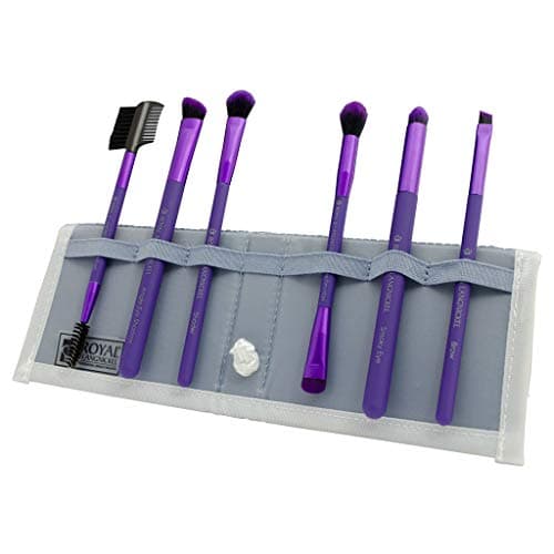 Image of MODA Royal & Langnickel Travel Size Beautiful Eyes 7pc Makeup Brush Set with Pouch, Includes - Angle Shader, Crease Smudger, Eye Shader, Smoky Eye, Brow Liner and Lash Comb Brushes, Purple