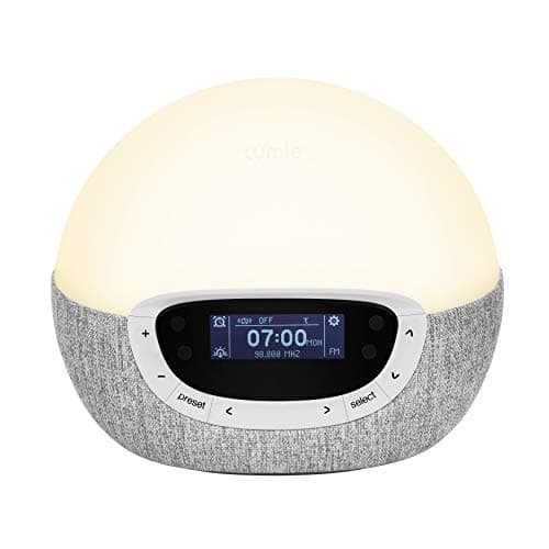 Image of Lumie Bodyclock Shine 300 - Wake-up Light Alarm Clock with Radio, 15 Sounds and Sleep Sunset, White