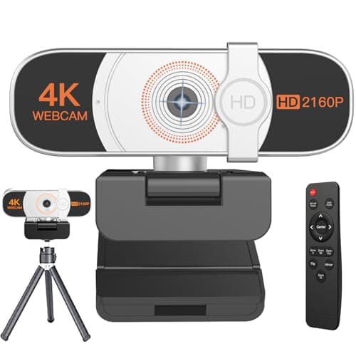 Image of 4K Webcam with Auto-Zoom & Remote Control – Ideal for Video Conferencing, Online Teaching, Streaming,Built-in Privacy Cover-Stereo Mics-Plug & Play for PC/Laptop/Mac-Zoom/Skype/Teams Compatible