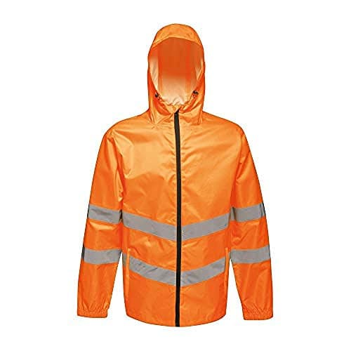Image of Regatta TRW497 18860 Professional Hi-Vis Waterproof and Windproof Pack away Jacket, Orange, M