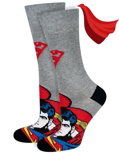 Image of DC Comics The Batman Superman Socks Men Cotton Funny Gifts Mens Walking Sock 6.5-10.5 Superman 1 Pair