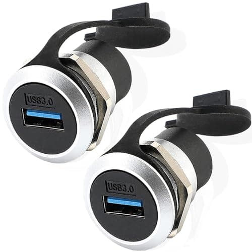 Image of HAAMNING7 USB 3.0 Panel Mount Coupler, USB Female to Female Pass Through Connector with Waterproof Cover for Audio, Video, Networker (2 Pack)
