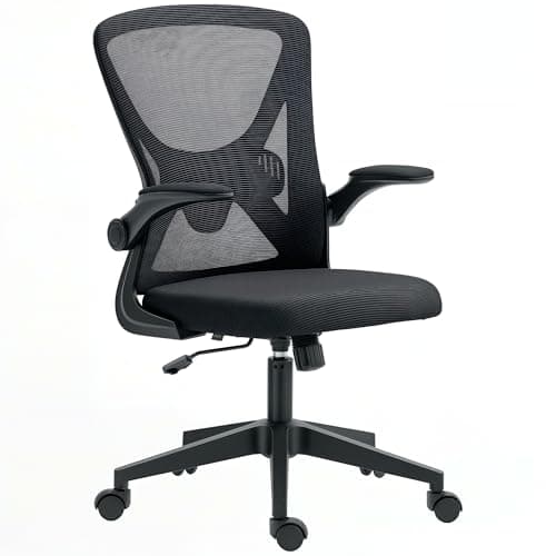 Image of Vinsetto Ergonomic Mesh Office Chair with 90° Flip-up Armrests and Lumbar Support, Height Adjustable Computer Chair with Swivel Wheels, Black