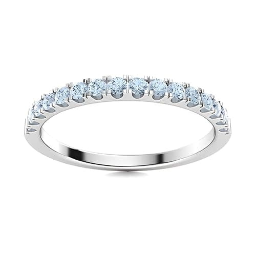 Image of Aquamarine Round 2.00mm Half Eternity Band Ring | Sterling Silver 925 With Rhodium Plated | Beautiful Half Eternity Band Ring For Woman's And Girls (J)