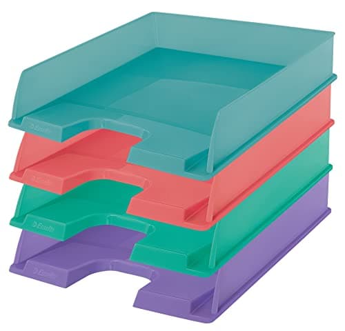 Image of Esselte Letter Tray, Pack of 10, Stackable A4 Paper Storage Folder for Documents, Brochures and Magazines, for Home/Office, Desk Organisation, Colour'Breeze Series, Multi-Colour, 626276