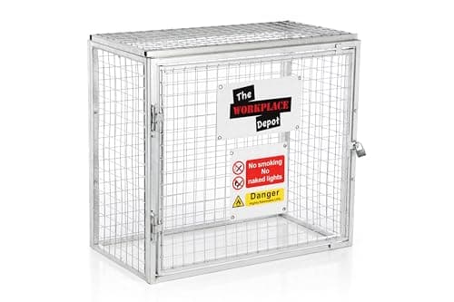 Image of The WORKPLACE Depot Gas Bottle Storage Cage, Collapsible Steel Enclosure, Galvanised or Black Powder-Coated for Workshop & Construction Site Storage (Galvanised, 900(H) x 1000(W) x 500(D) mm)