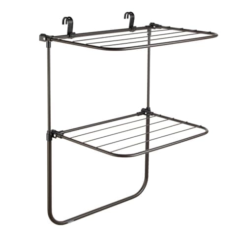 Image of Beldray 2 in 1 Hanging Clothes Airer – Hang on Radiator, Over-Door Drying Rack, Adjustable Shelves, Space-Saving, Folds Flat for Easy Storage, 8kg Capacity, Durable Aluminium Frame, 4.2M Drying Space