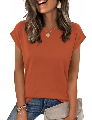 Image of Zeagoo Summer Tops for Women UK Short Sleeve T Shirts Ladies Tee Casual Lightweight Basic Shirts Orange S