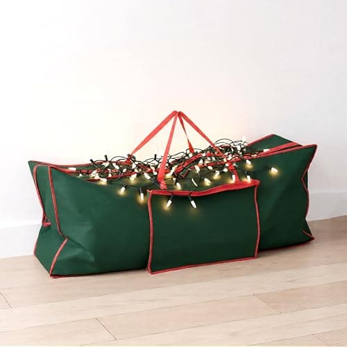 Image of GEEZY Large Christmas Tree Storage Bag 125x30x50cm - Dual Zipper, Side Pocket & Webbing Handles - Artificial Xmas Tree Protection, Organiser for Garlands, Lights, Decorations