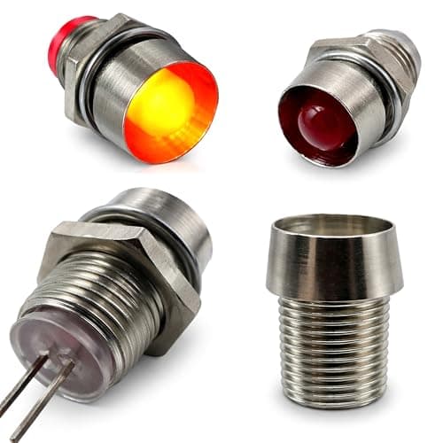 Image of LUMETHEUS LED Socket 5 mm Metal Silver 50 Piece Set - Holder Base for Diode Lamp Thread Mounting Rings Bezel Clip Mount Panel Display