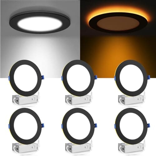 Image of Meconard 6 Inch CCT LED Recessed Ceiling Light with Night Light, Ultra-Thin Lighting Selectable 2700K/3000K/3500K/4000K/5000K, 12W=110W, 1050LM Downlight
