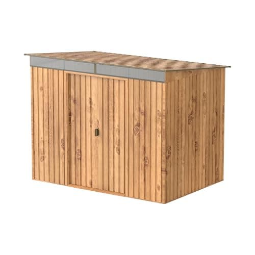 Image of Duramax TOP Pent Roof Skylight 8 x 6 (4.86 m2) Metal Garden Shed, Made of Hot-Dipped Galvanized Steel, Strong Reinforced Roof Structure, Built-in skylight for sunlight, Metal Storage Shed, Woodgrain