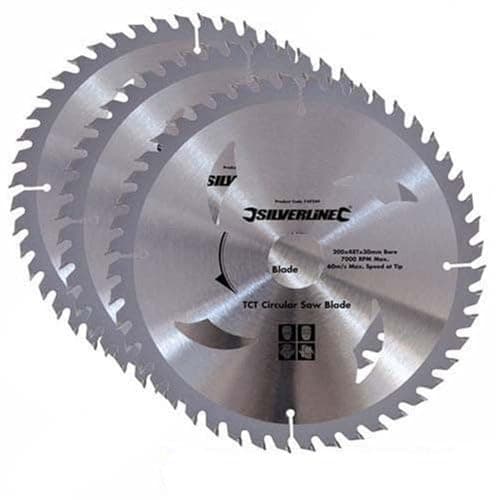 Image of Silverline 973912 TCT Circular Saw Blades 24, 40, 48T 3pk 235 x 30 - 25, 16 mm Rings