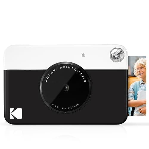 Image of KODAK Printomatic Full-Color Instant Print Digital Camera, Zink 2x3" (5.1x7.5 cm) Sticky-Back Photo Paper, 5MP, Portable, Creative Fun Gift for Birthday, Christmas, Holiday, Black