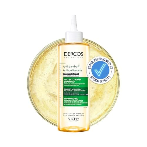 Image of Vichy Dercos Anti-Dandruff Water to Foam Shampoo With Salicylic Acid and Glycerin for Curls and Coils, Scalp Treatment with for Flake-Free, Shiny, and Soft Hair, Dermatologically Tested, 200ml